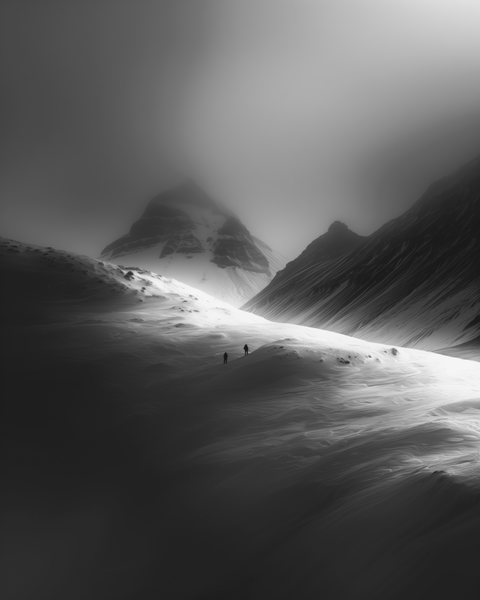 Langjökull Glacier — Framed Print | Black and White - chaipeau