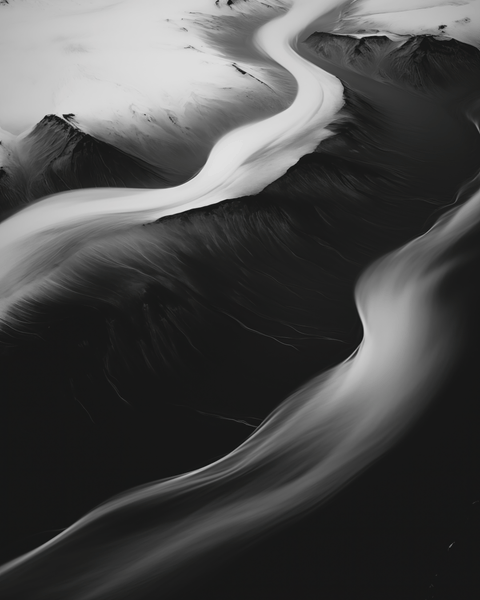 Glacier River — Framed Print | Black and White - chaipeau