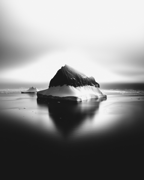 Icebergs Drifting | Framed Poster | Premium Wooden Frame | Black & White - chaipeau