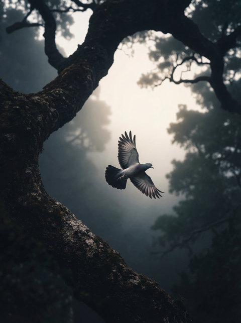 Relic in Flight – Laurel Pigeon Wildlife Fine Art Print - chaipeau