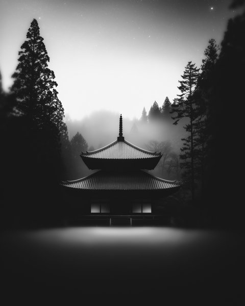 Temple | Framed Poster | Premium Wooden Frame | Black & White - chaipeau