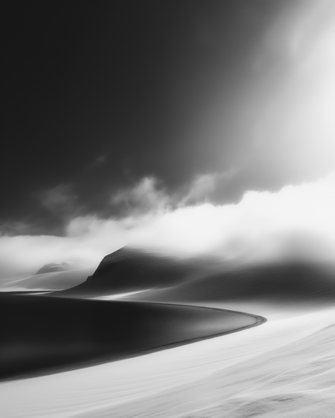 Coastline, Ross Ice Shelf, Antarctica | Generative Monochrome Fine Art Print - chaipeau