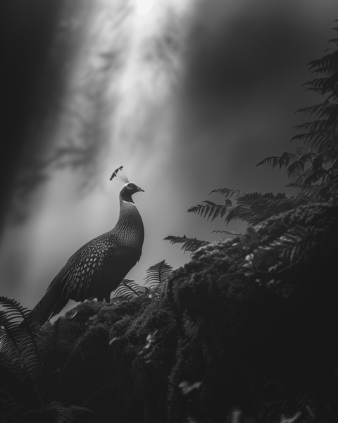 Golden Pheasant, Sichuan Province, China | Generative Monochrome Fine Art Print - chaipeau