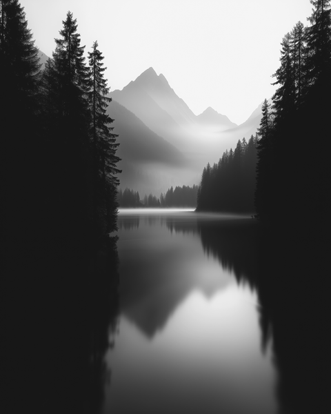 Hintersee, Berchtesgaden National Park, Bavaria, Germany | Generative Monochrome Fine Art Print - chaipeau