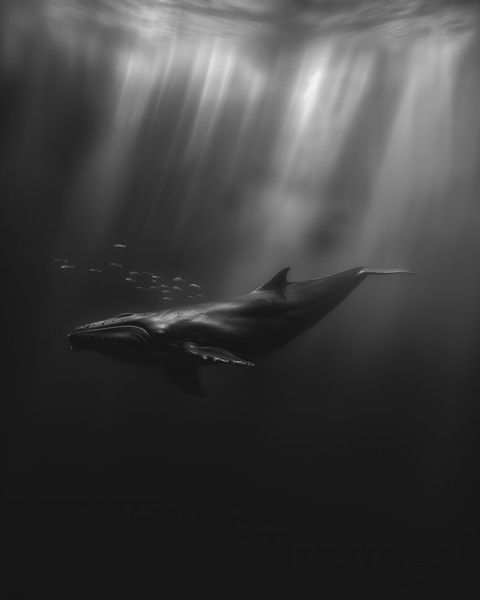 Humpback Whale, South Georgia, British Overseas Territory | Generative Monochrome Fine Art Print - chaipeau