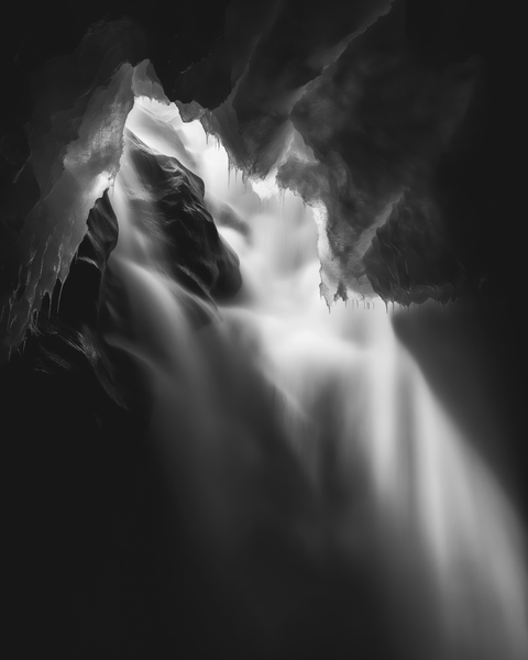 Ice Cavern, Ross Ice Shelf, Antarctica | Generative Monochrome Fine Art Print - chaipeau
