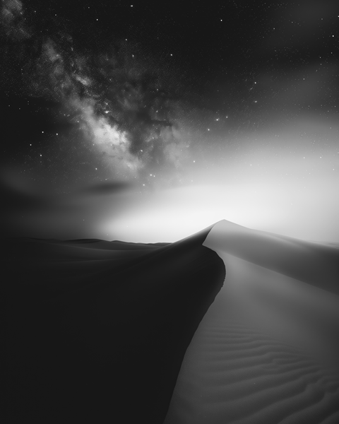 Milky Way, Khongoryn Els, Mongolia | Generative Monochrome Fine Art Print - chaipeau