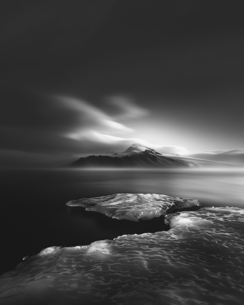 Mýrdalsjökull Glacier, Iceland | Generative Monochrome Fine Art Print - chaipeau
