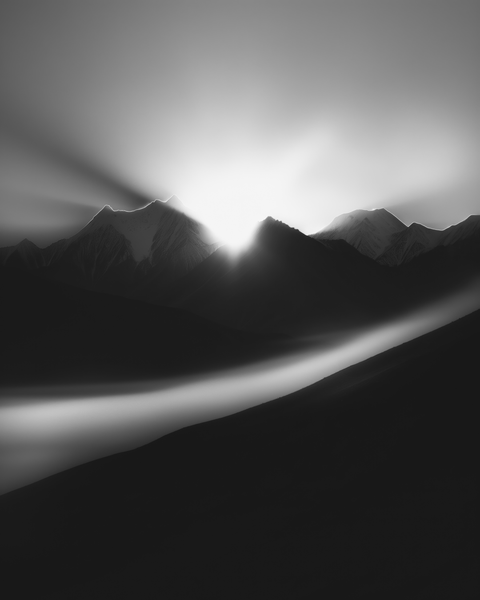 Terskey Alatau Range, Kyrgyzstan | Generative Monochrome Fine Art Print - chaipeau