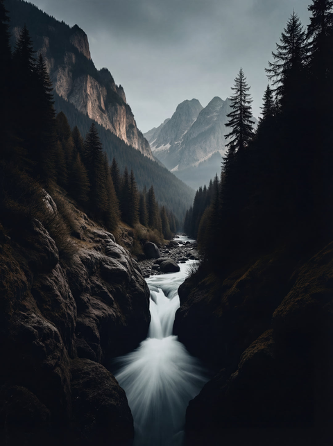 Silken Gorge – Long Exposure Mountain Landscape Fine Art Print - chaipeau