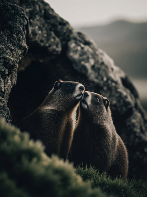 Alpine Bond – Marmot Wildlife Fine Art Print - chaipeau