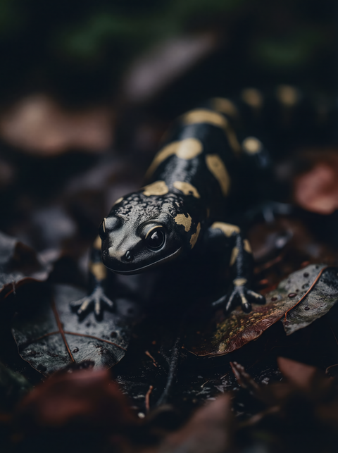 Gilded Shadow – Fire Salamander Wildlife Fine Art Print