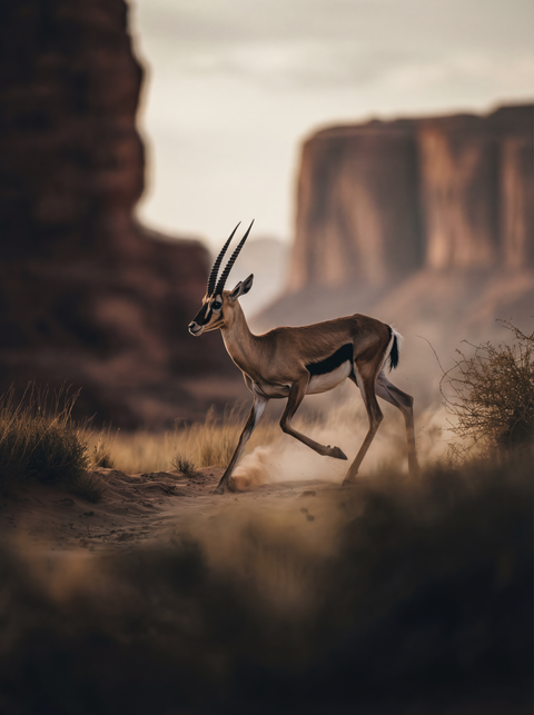 Gazelle in Motion – Arabian Sand Gazelle Fine Art Print