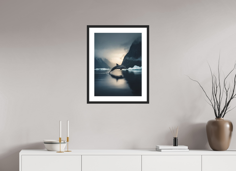 45 x 60 cm, Fine Art Print — Framed Hourglass Flight – Antarctic Dolphin Wildlife Fine Art Print