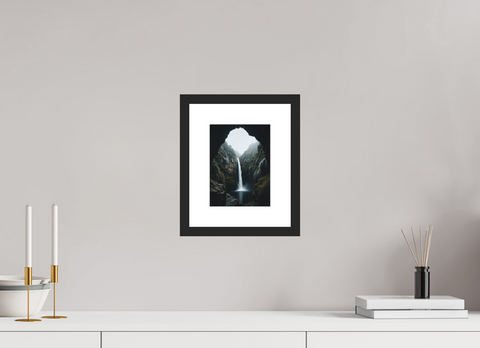 15 x 20 cm, Fine Art Print — Framed "Secret Sanctuary" – Hidden Waterfall Cave Fine Art Print