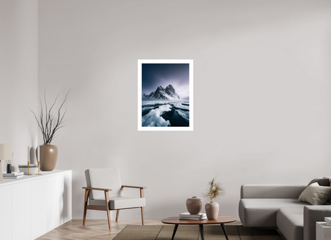60 x 80 cm, Fine Art Print — Unframed "Primordial Peaks" – Jagged Mountain Seascape Fine Art Print