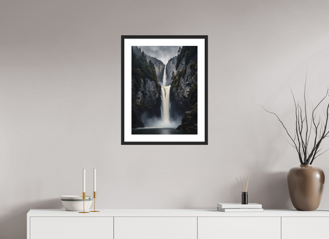 45 x 60 cm, Fine Art Print — Framed "Cascading Silence" – Long Exposure Alpine Waterfall Fine Art Print
