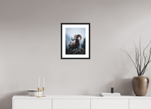 30 x 40 cm, Fine Art Print — Framed "Alpine Monarch"– Bighorn Sheep Wildlife Fine Art Print