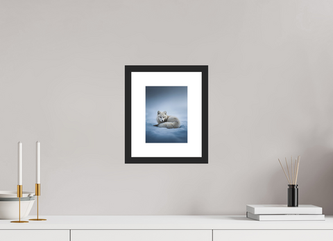 15 x 20 cm, Fine Art Print — Framed "Winter Respite" – Resting Arctic Fox Fine Art Print