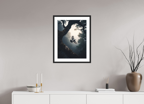 45 x 60 cm, Fine Art Print — Framed "Relic in Flight" – Laurel Pigeon Wildlife Fine Art Print