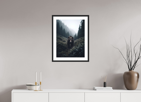 45 x 60 cm, Fine Art Print — Framed Ghost of the Cascades – Black Bear Wildlife Fine Art Print