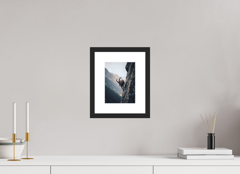 15 x 20 cm, Fine Art Print — Framed "Vertical Sovereign" – Alpine Ibex Wildlife Fine Art Print