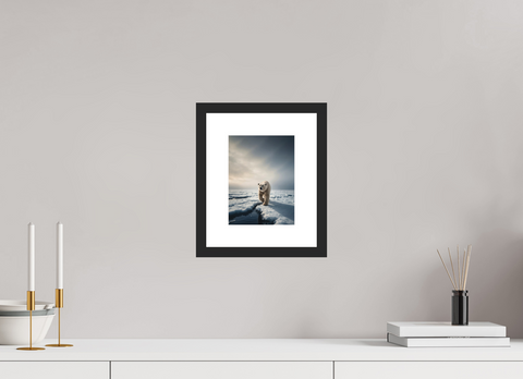 15 x 20 cm, Fine Art Print — Framed "The Ice Wanderer" – Solitary Polar Bear Fine Art Print