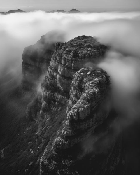 Table Mountain in South Africa | Generative Fine Art Print Monochrome - chaipeau