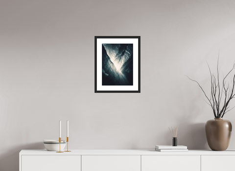 30 x 40 cm, Fine Art Print — Framed "Glacial Sanctum" – Abstract Ice Cave Fine Art Print