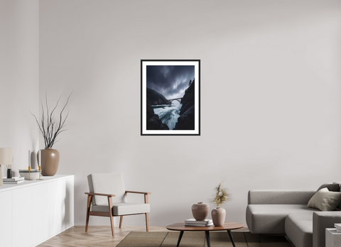 60 x 80 cm, Fine Art Print — Framed Spanning the Storm – Cinematic Coastal Bridge Fine Art Print