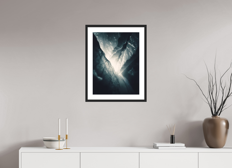 45 x 60 cm, Fine Art Print — Framed "Glacial Sanctum" – Abstract Ice Cave Fine Art Print