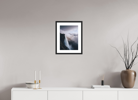 30 x 40 cm, Fine Art Print — Framed "Edge of the Abyss" – Highland Waterfall Fine Art Print