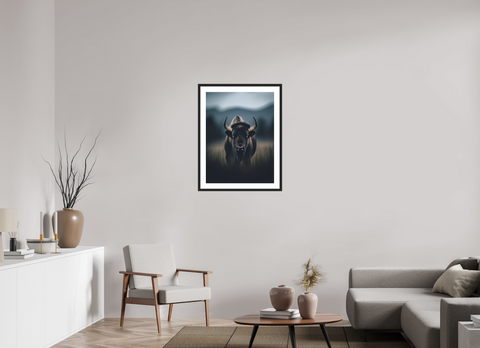 60 x 80 cm, Fine Art Print — Framed "Plains Monarch"– American Bison Wildlife Fine Art Print