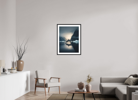 60 x 80 cm, Fine Art Print — Framed Hourglass Flight – Antarctic Dolphin Wildlife Fine Art Print