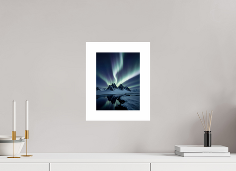 21 x 28 cm, Fine Art Print — Unframed "Northern Reflection" – Aurora Borealis Landscape Fine Art Print