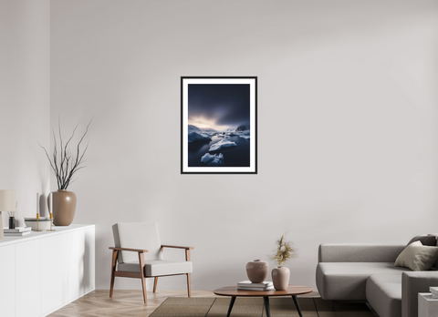 60 x 80 cm, Fine Art Print — Framed "Drifting Silence" – Serene Fjord Landscape Fine Art Print