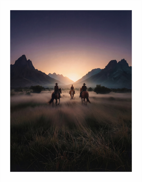 Main image "Riders of the Dawn"– Cinematic Western Cowboy Fine Art Print