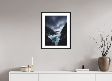 45 x 60 cm, Fine Art Print — Framed Spanning the Storm – Cinematic Coastal Bridge Fine Art Print