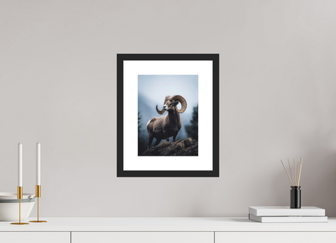 21 x 28 cm, Fine Art Print — Framed "Alpine Monarch"– Bighorn Sheep Wildlife Fine Art Print