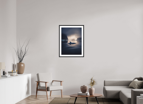 60 x 80 cm, Fine Art Print — Framed Minke Breath – Antarctic Whale Surfacing Fine Art Print