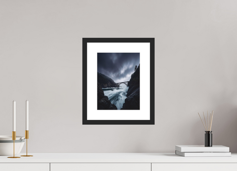 21 x 28 cm, Fine Art Print — Framed Spanning the Storm – Cinematic Coastal Bridge Fine Art Print