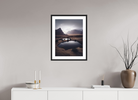 45 x 60 cm, Fine Art Print — Framed Desert Mirror – Wadi Rum Rock Pool Fine Art Print