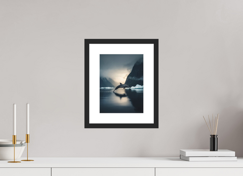 21 x 28 cm, Fine Art Print — Framed Hourglass Flight – Antarctic Dolphin Wildlife Fine Art Print