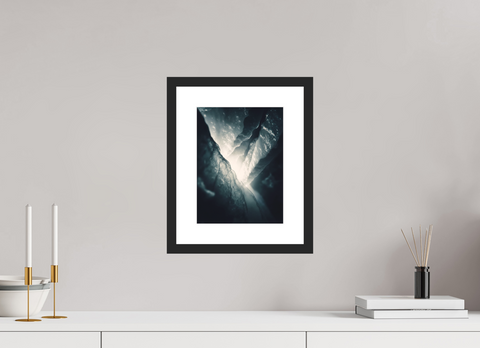 21 x 28 cm, Fine Art Print — Framed "Glacial Sanctum" – Abstract Ice Cave Fine Art Print