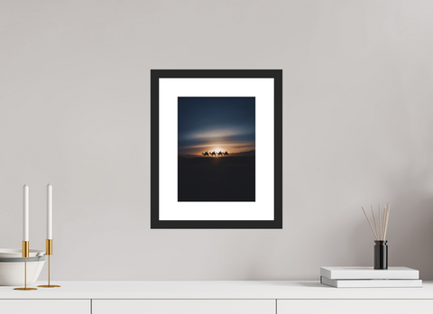 21 x 28 cm, Fine Art Print — Framed Caravan at Sunset – Cinematic Bedouin Fine Art Print