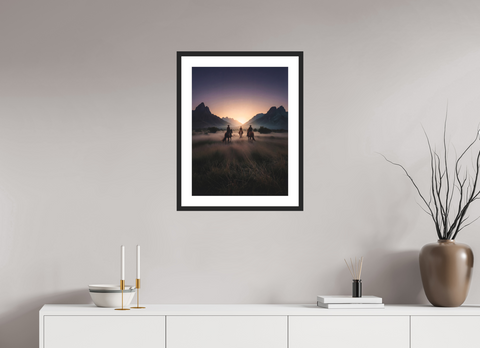 45 x 60 cm, Fine Art Print — Framed "Riders of the Dawn"– Cinematic Western Cowboy Fine Art Print