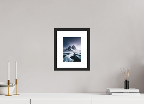 15 x 20 cm, Fine Art Print — Framed "Primordial Peaks" – Jagged Mountain Seascape Fine Art Print