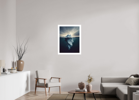 60 x 80 cm, Fine Art Print — Unframed Arctic Sentinel – Minimalist Floating Iceberg Greenland Fine Art Print