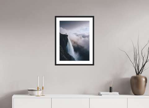 45 x 60 cm, Fine Art Print — Framed "Edge of the Abyss" – Highland Waterfall Fine Art Print