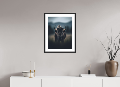 45 x 60 cm, Fine Art Print — Framed "Plains Monarch"– American Bison Wildlife Fine Art Print